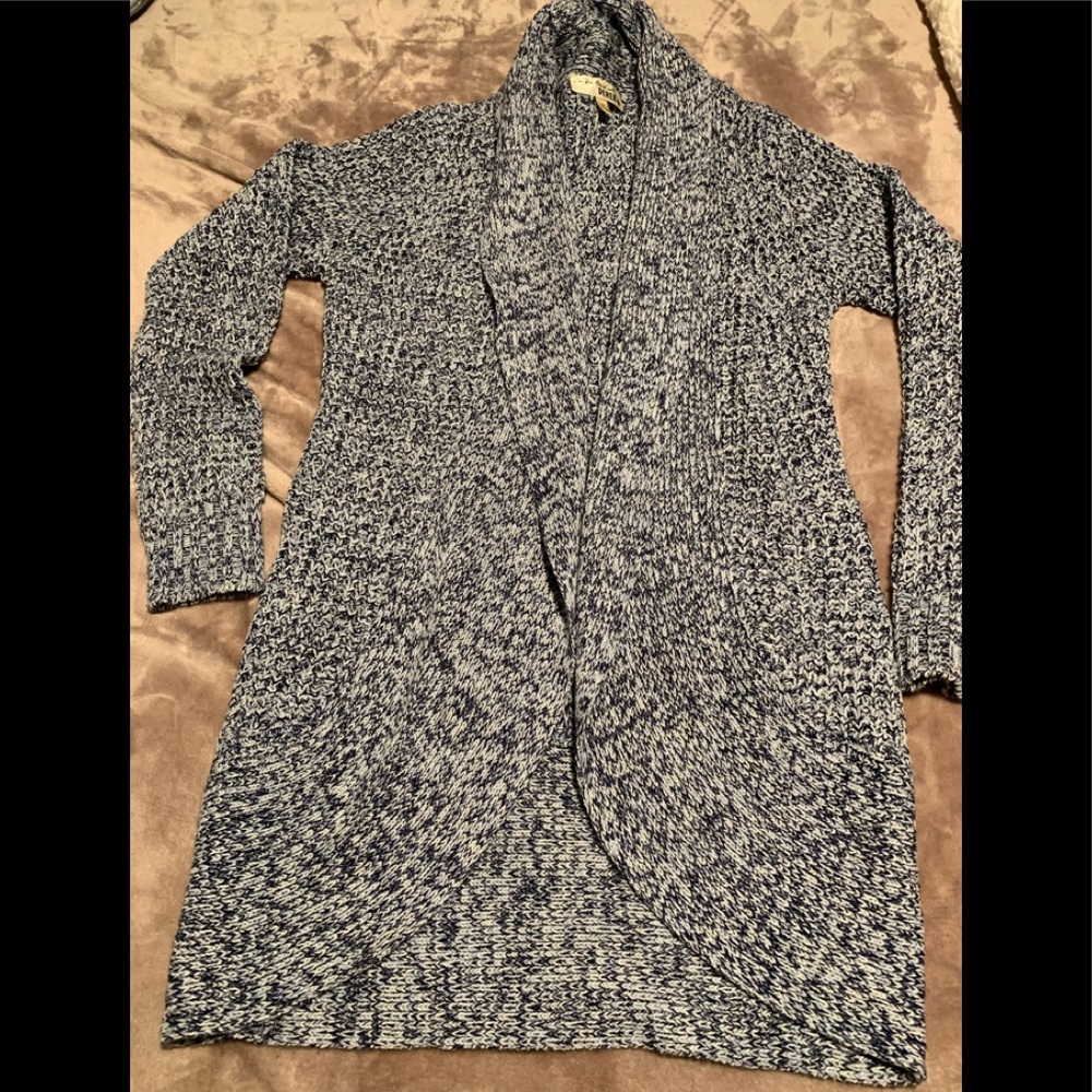 Derek long cardigan sweater blue/white variegated